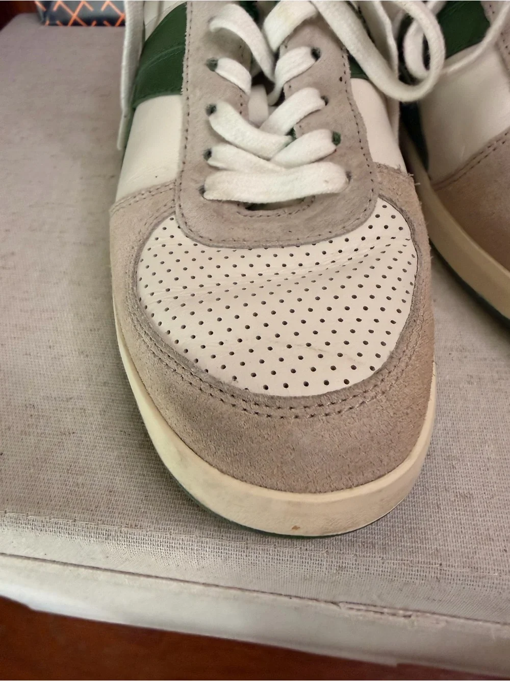 Tory Burch Women’s Low-Top Leather & Suede Sneakers — White & Green